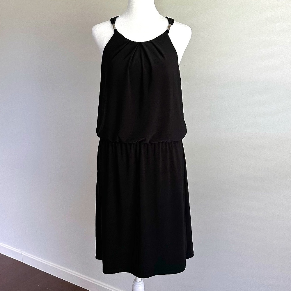 White House Black Market Halter Dress with metal accent detail - Size M